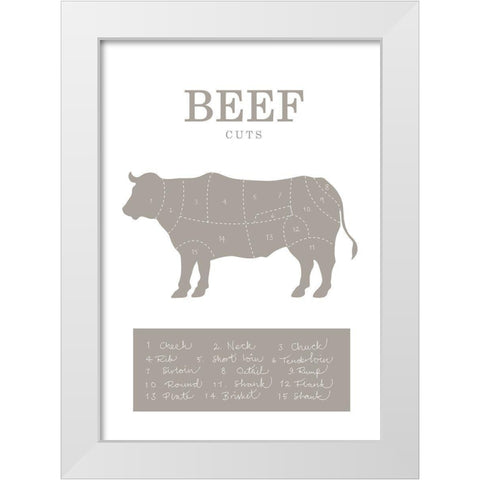Beef Cuts White Modern Wood Framed Art Print by 1x Studio II