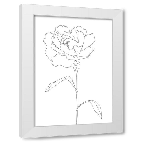 Peony Lines White Modern Wood Framed Art Print by 1x Studio II