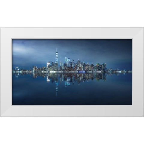 Ny Skyline White Modern Wood Framed Art Print by F. Turienzo, Carlos