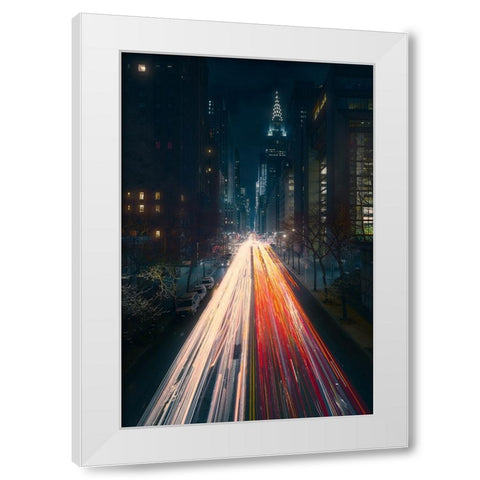 Tudor City Bridge White Modern Wood Framed Art Print by De La, Javier