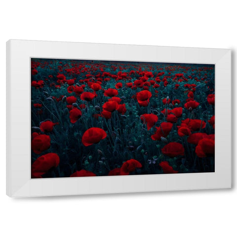 Symphony Of Flowers White Modern Wood Framed Art Print by Kazamil, Farid