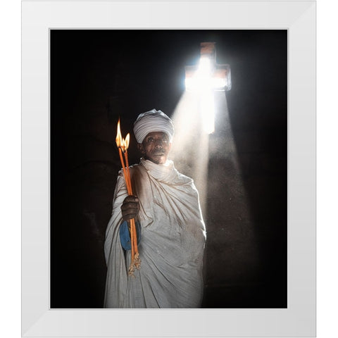 The Monk White Modern Wood Framed Art Print by Luis Duran, Juan