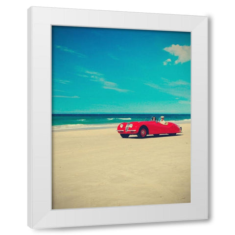 The Red Car White Modern Wood Framed Art Print by Della Latta, Massimo