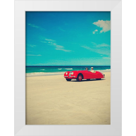 The Red Car White Modern Wood Framed Art Print by Della Latta, Massimo