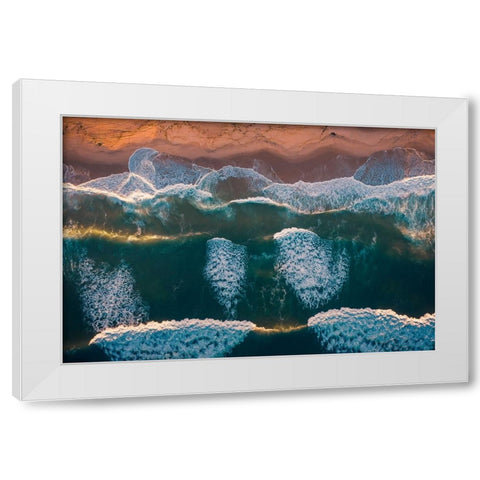 Symphony Of Ocean Waves White Modern Wood Framed Art Print by Dai, Wei