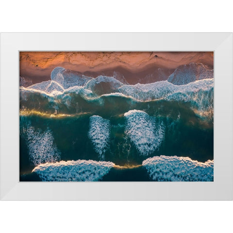Symphony Of Ocean Waves White Modern Wood Framed Art Print by Dai, Wei