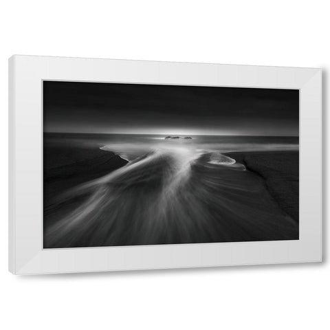 Creek Meets Ocean White Modern Wood Framed Art Print by Ning, Aidong