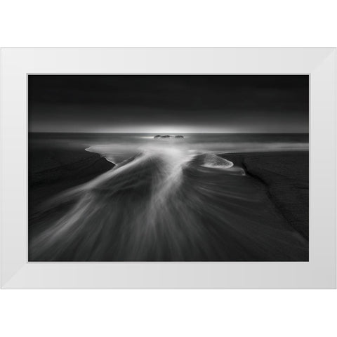 Creek Meets Ocean White Modern Wood Framed Art Print by Ning, Aidong