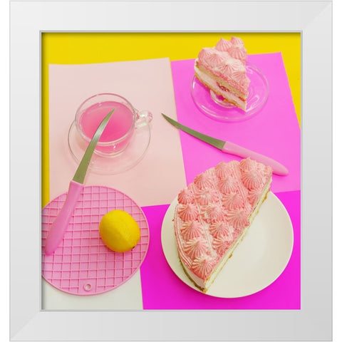 Pink Mood White Modern Wood Framed Art Print by Gromova, Elena