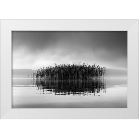 Lake Volvi Vii White Modern Wood Framed Art Print by Digalakis, George