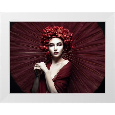 Kyoko White Modern Wood Framed Art Print by Siegart