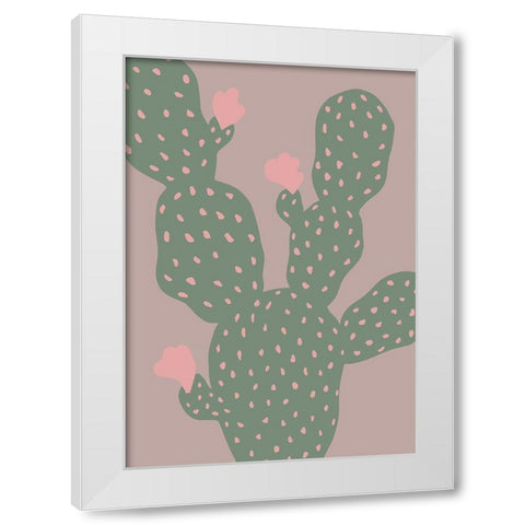 Green Cactus White Modern Wood Framed Art Print by 1x Studio
