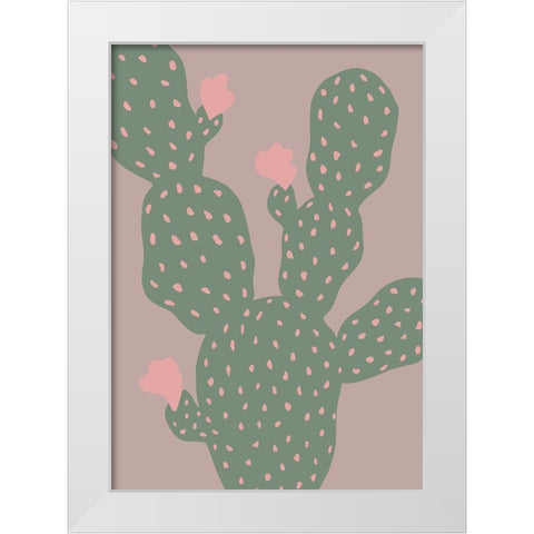 Green Cactus White Modern Wood Framed Art Print by 1x Studio