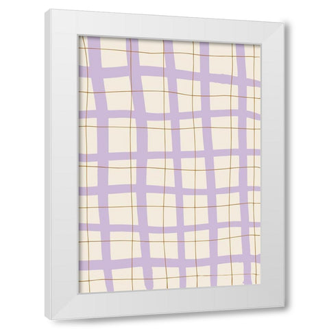 Lilac Grid White Modern Wood Framed Art Print by 1x Studio