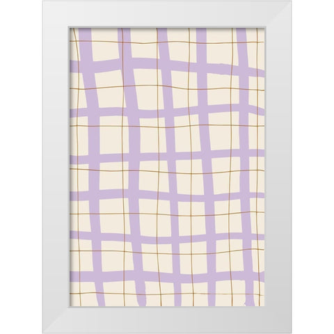 Lilac Grid White Modern Wood Framed Art Print by 1x Studio