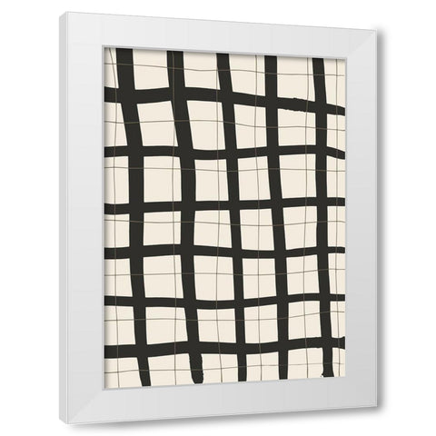 Black Grid White Modern Wood Framed Art Print by 1x Studio