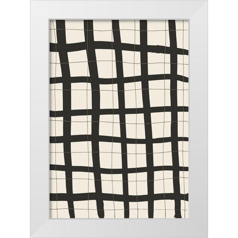 Black Grid White Modern Wood Framed Art Print by 1x Studio