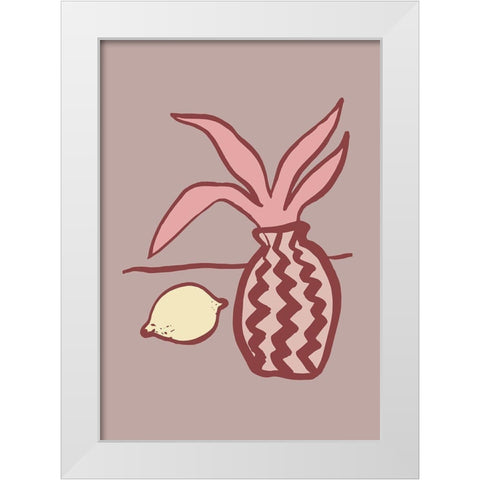 Pink Lemon White Modern Wood Framed Art Print by 1x Studio