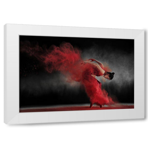 Fire Dance White Modern Wood Framed Art Print by Kisworo, Sebastian