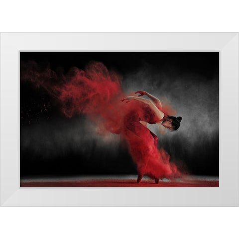 Fire Dance White Modern Wood Framed Art Print by Kisworo, Sebastian