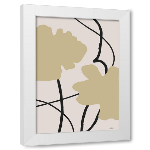 Beige Flowers 02 White Modern Wood Framed Art Print by 1x Studio II