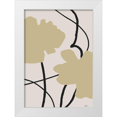 Beige Flowers 02 White Modern Wood Framed Art Print by 1x Studio II