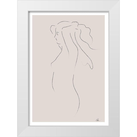 Woman Sketch White Modern Wood Framed Art Print by 1x Studio II