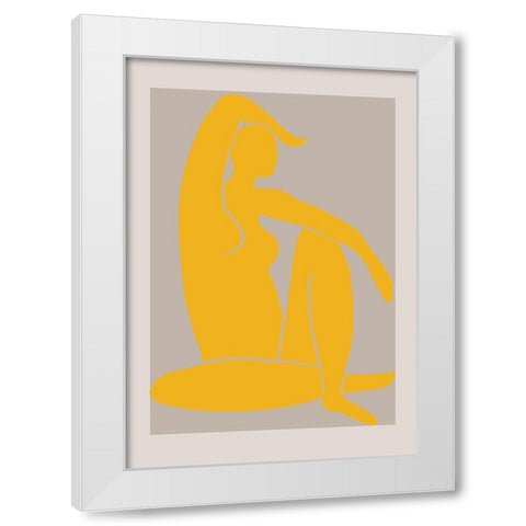 Yellow Figure White Modern Wood Framed Art Print by 1x Studio II