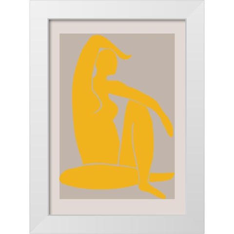 Yellow Figure White Modern Wood Framed Art Print by 1x Studio II