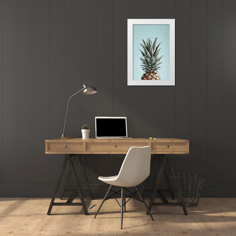 Pineapple Blue 03 White Modern Wood Framed Art Print by 1x Studio III