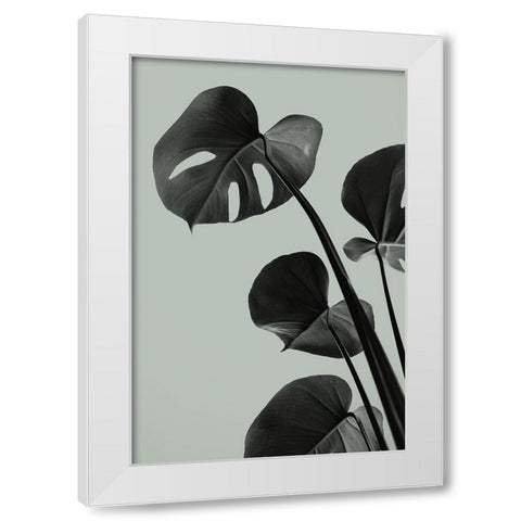 Monstera Teal 04 White Modern Wood Framed Art Print by 1x Studio III
