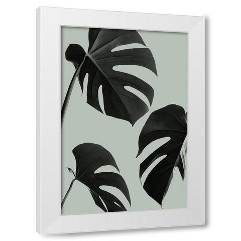 Monstera Teal 05 White Modern Wood Framed Art Print by 1x Studio III