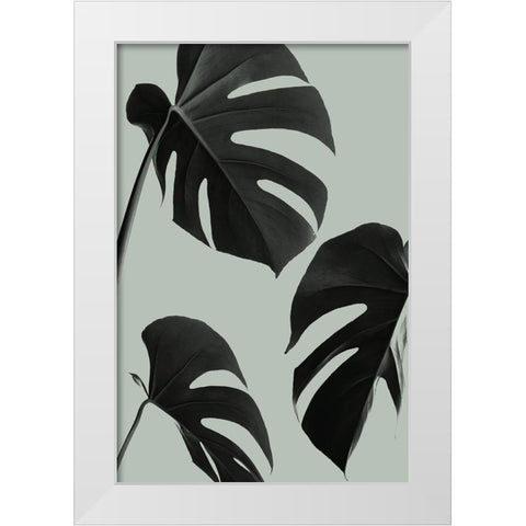 Monstera Teal 05 White Modern Wood Framed Art Print by 1x Studio III