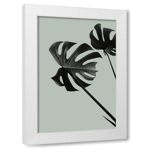 Monstera Teal 09 White Modern Wood Framed Art Print by 1x Studio III