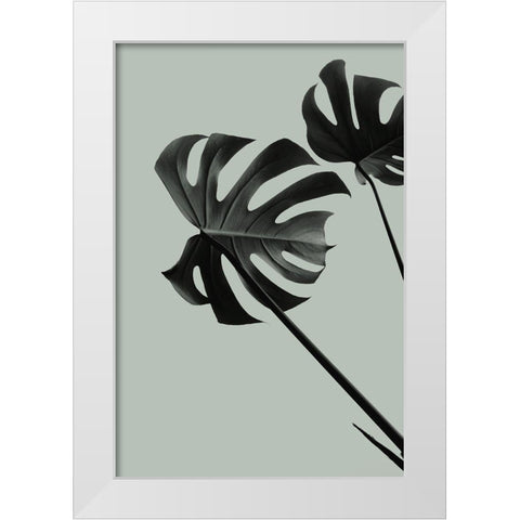 Monstera Teal 09 White Modern Wood Framed Art Print by 1x Studio III