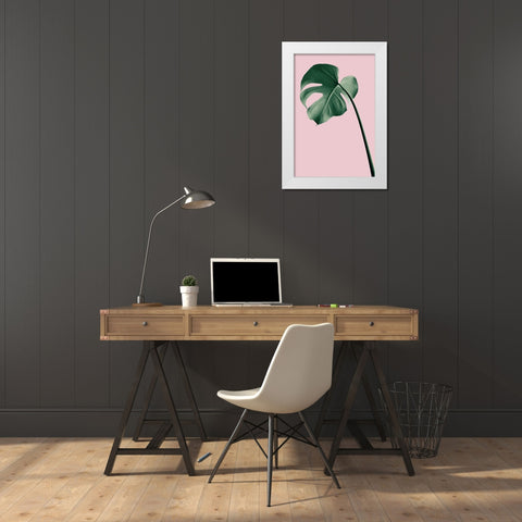 Monstera Pink No 05 White Modern Wood Framed Art Print by 1x Studio III