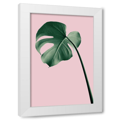 Monstera Pink No 05 White Modern Wood Framed Art Print by 1x Studio III