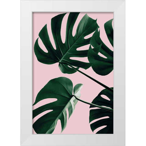 Monstera Pink No 08 White Modern Wood Framed Art Print by 1x Studio III