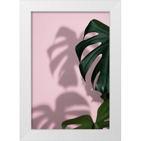 Monstera Pink 09 White Modern Wood Framed Art Print by 1x Studio III