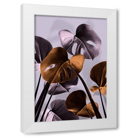 Monstera Purple 01 White Modern Wood Framed Art Print by 1x Studio III