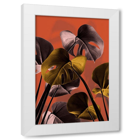 Monstera Orange 01 White Modern Wood Framed Art Print by 1x Studio III
