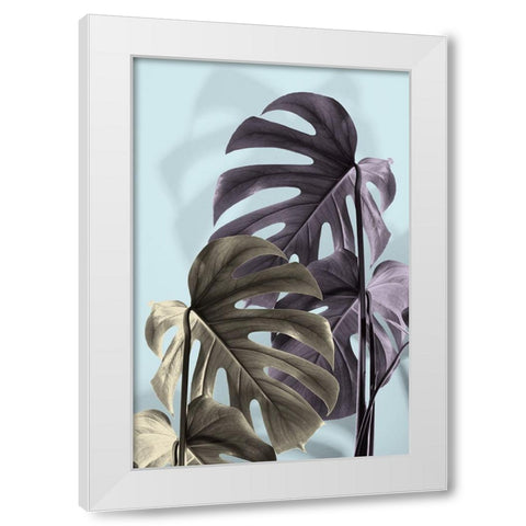 Monstera Blue 02 White Modern Wood Framed Art Print by 1x Studio III