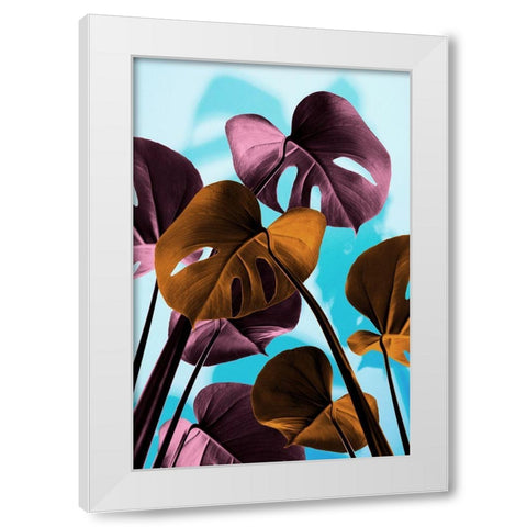 Monstera Blue 03 White Modern Wood Framed Art Print by 1x Studio III