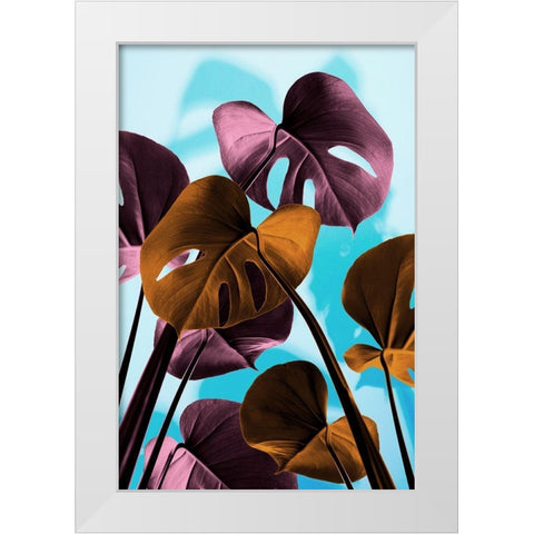 Monstera Blue 03 White Modern Wood Framed Art Print by 1x Studio III
