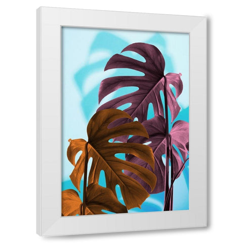 Monstera Blue 04 White Modern Wood Framed Art Print by 1x Studio III