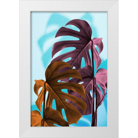 Monstera Blue 04 White Modern Wood Framed Art Print by 1x Studio III