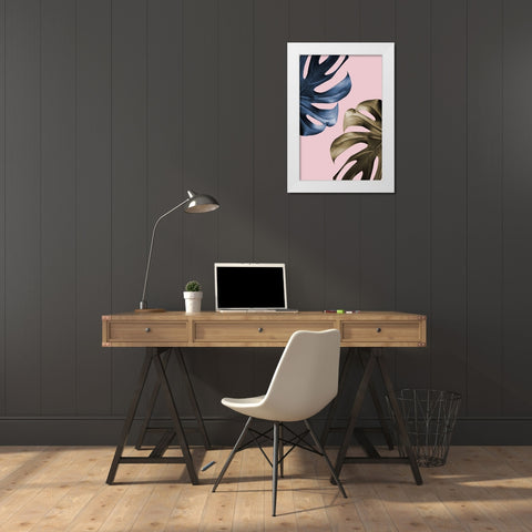 Monstera Pink 11 White Modern Wood Framed Art Print by 1x Studio III