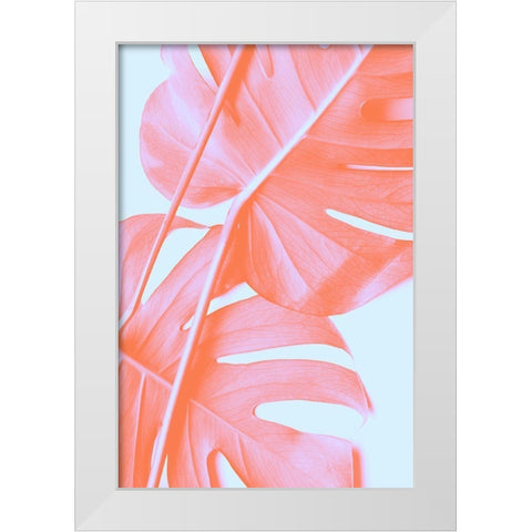 Monstera Orange 04 White Modern Wood Framed Art Print by 1x Studio III