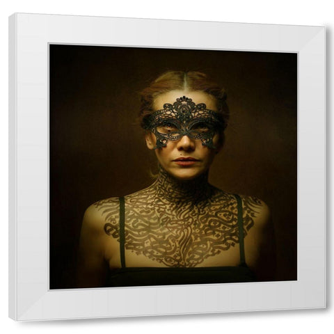 The Girl Of Typography White Modern Wood Framed Art Print by Hasheminasab, Moein