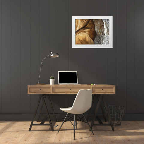 Soulou Beach White Modern Wood Framed Art Print by Melesan, Serge